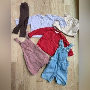 Variety of girls Zara clothes size 2-5 overalls, skirt, shirts